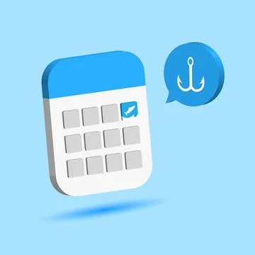 Fishing plan schedule reminder alert in 3d style calendar organizer 스톡 일러스트