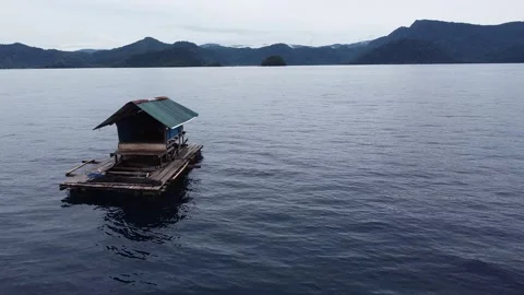 Fishing Platform on the Ocean Stock Footage 177941356