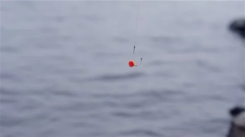 Fishing pole with bait and weighted. Stock Footage 12010100
