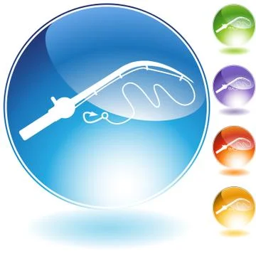 Fishing pole crystal icon Stock Illustration