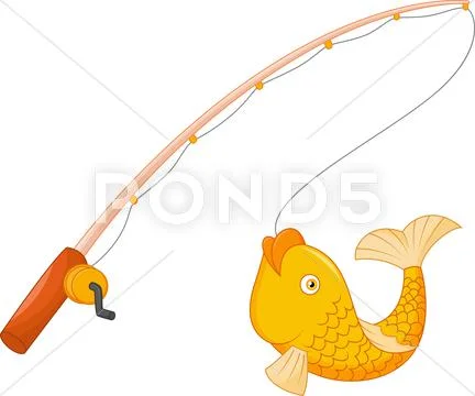 Fishing pole with hook and fish cartoon: Royalty Free #42870030