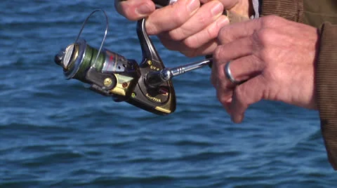 Fishing reel cu Stock Footage 24434086