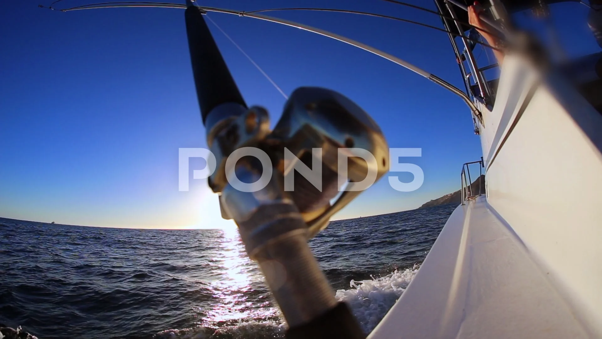 Fishing Reel Deep Sea Trolling Boat Ocea, Stock Video