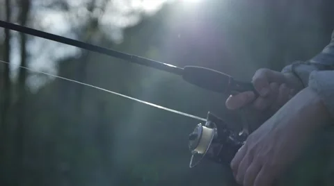 Fishing with a reel. 库存影片 62393414