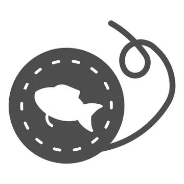 Fishing reel solid icon. Scaffold thread vector illustration isolated on white Illustrazione stock