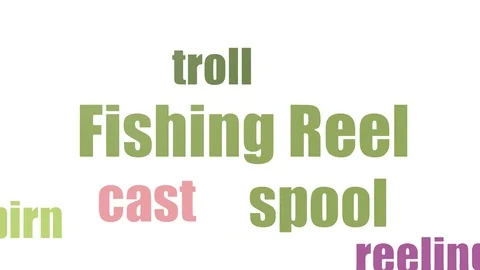 Fishing Reel Tag Cloud Animated Isolated On White Stock Footage 103653405