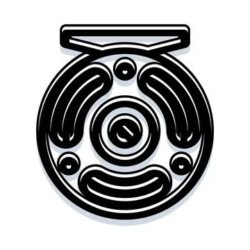 Fishing reel vector icon on white background Stock Illustration