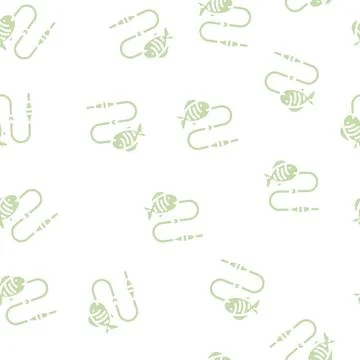 Fishing for relax glyph vector seamless pattern Stock Illustration