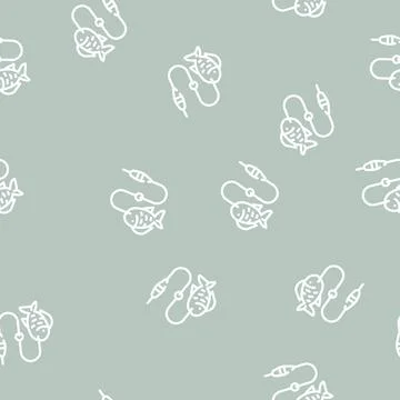 Fishing for relax line vector seamless pattern Stock Illustration