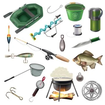 Fishing Rig Elements Set Illustrazione stock