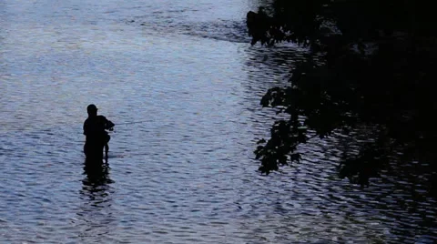 Fishing in a river Video stock 30966161