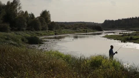 Fishing on the river Video stock 48910935