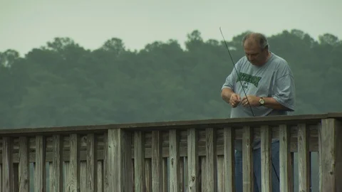 Fishing on the River Stock Footage 123921727
