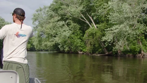 Fishing on a river Stock Footage 137536826