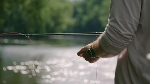 Fishing on a river Stock Footage 137538482