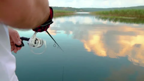 Fishing on the river Stock Footage 158464183