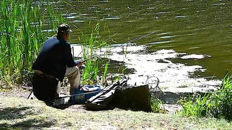 Fishing By River summer 08CUsvv Stock Footage 47202571