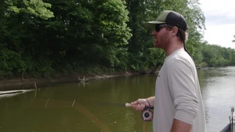 Fishing on a river in the woods Video stock 137538951