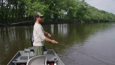 Fishing on a river in the woods Stock Footage 137539000