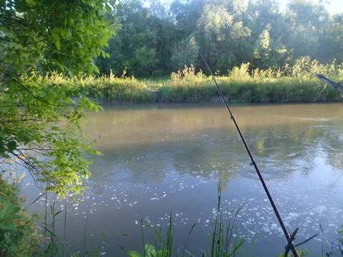 Fishing on the river2 Stock Photos