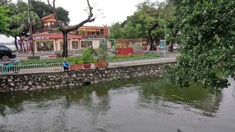 Fishing by the Riverside in Hanoi Vídeo Stock 287817054