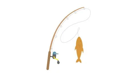 Fishing rod and Fish Vector Illustrazione stock