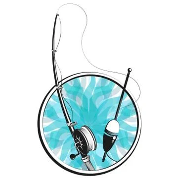 Fishing rod and float symbol Stock Illustration