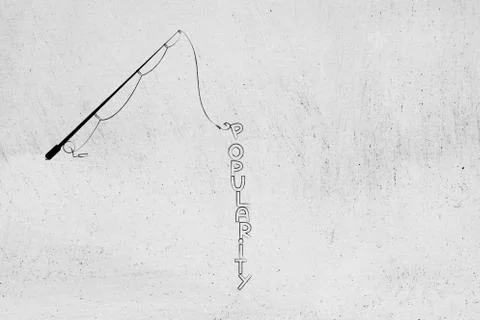 Fishing rod catching the text Popularity Stock Illustration