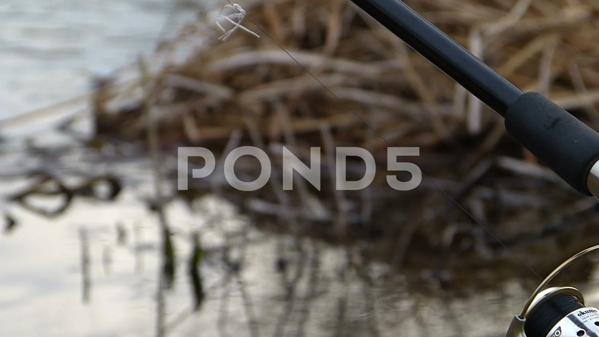 Fishing rod filmed with video slider., Stock Video