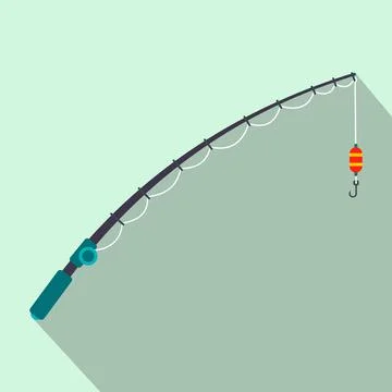 Fishing rod flat icon Stock Illustration