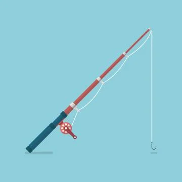 Fishing rod in flat style Stock Illustration