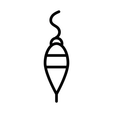 Fishing rod float icon line isolated on white background. Black flat thin i.. Stock Illustration