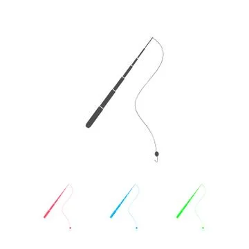 Fishing rod icon flat. Stock Illustration