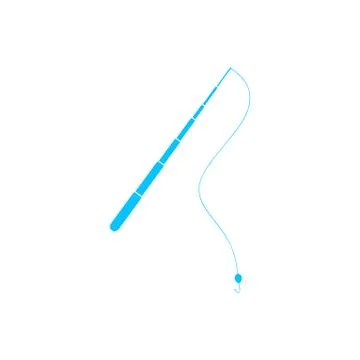 Fishing rod icon flat. Stock Illustration