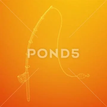 Fishing rod with line sinker and hook: Royalty Free #146442314