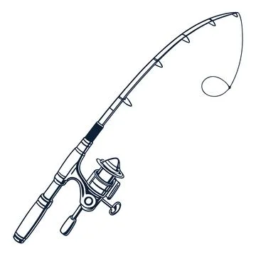 Fishing Rod Minimal Flat Design Illustration Stock Illustration