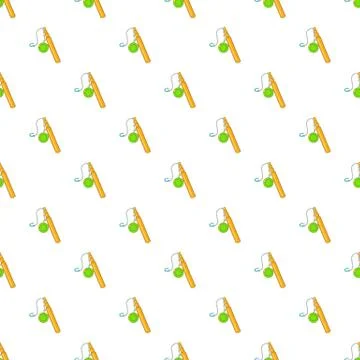 Fishing rod pattern, cartoon style Stock Illustration