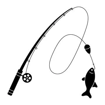 Fishing Rod with Reel, Line, Float and Fish. Vector Illustration Stock Illustration