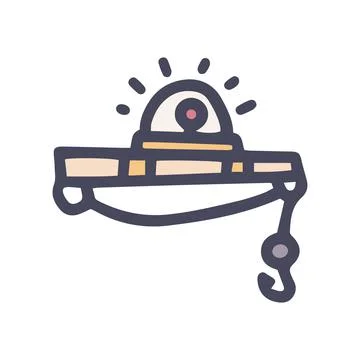 Fishing rod sensor color vector doodle simple icon Stock Illustration