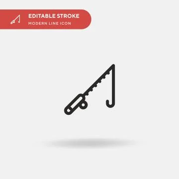 Fishing Rod Simple vector icon. Illustration symbol design template for web m Stock Illustration
