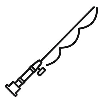 Fishing rod stick icon, outline style ~ Clip Art #151562939