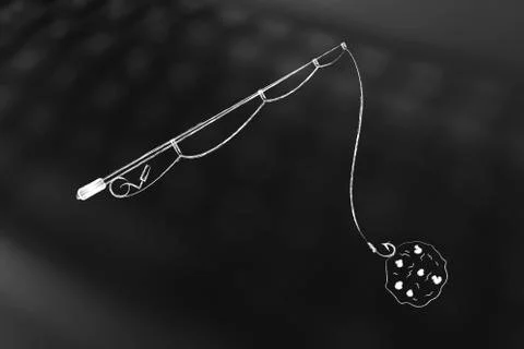 Fishing rod using browser cookie as bait Illustrazione stock