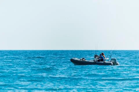 Fishing rods at a beach in spring Foto stock