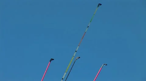 Fishing rods on the bridge Stock Footage 12167090
