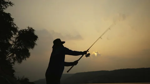 Fishing rods relaxation Stock-Footage 182679655