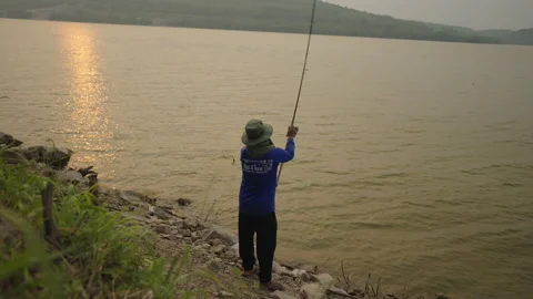 Fishing rods relaxation Stock-Footage 182880915