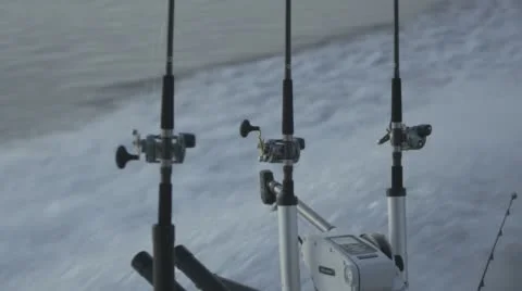 Fishing rods slow motion Stock Footage 62689501