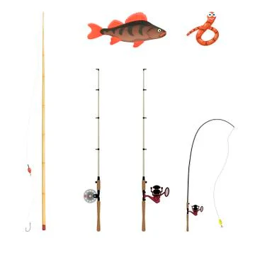 Fishing rods on a white background Stock Illustration