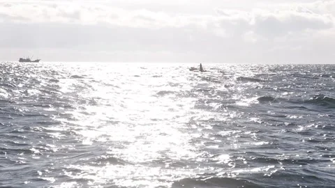 Fishing rubber boat jumping on waves. 20160131091056 135 1 Stock Footage 130356424