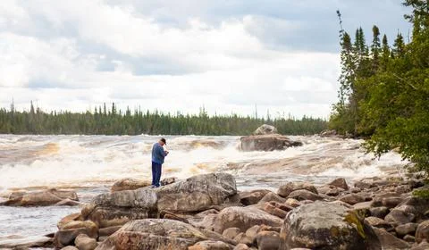 Fishing on Rupert River Foto stock